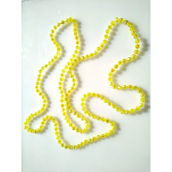 Hippy Mod Era Aurora Borealis Lemon Yellow Retro Beads Unused OLD Stock 1960's - Picture 4 of 4